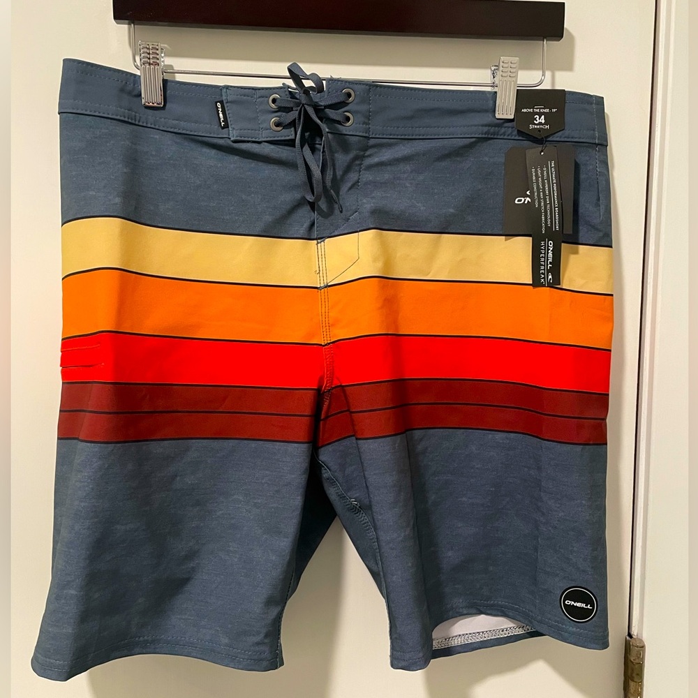 NWT O'Neill Blue, Orange, Yellow, and Red Size 34 Boardshorts